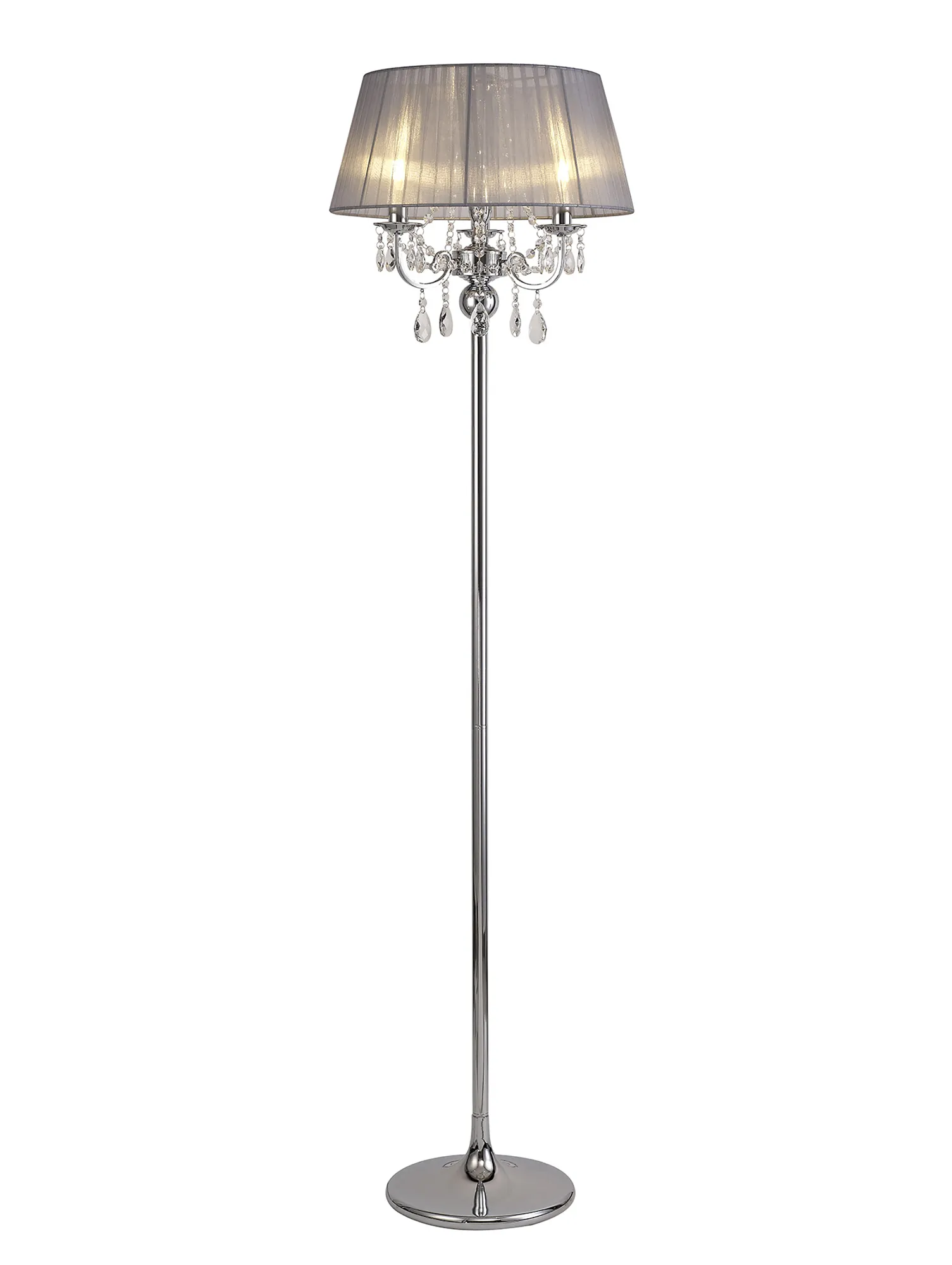 Olivia Crystal 163cm Floor Lamp 3 Light IL30063/GY  Diyas Olivia Polished Chrome-Grey